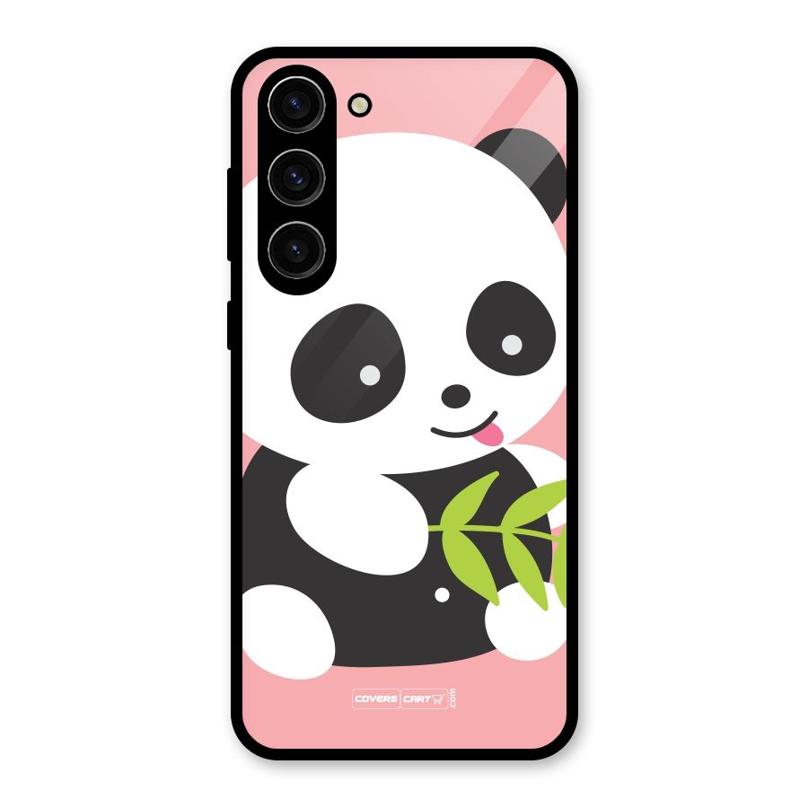 Cute Panda Pink Glass Back Case for Galaxy S23 Plus