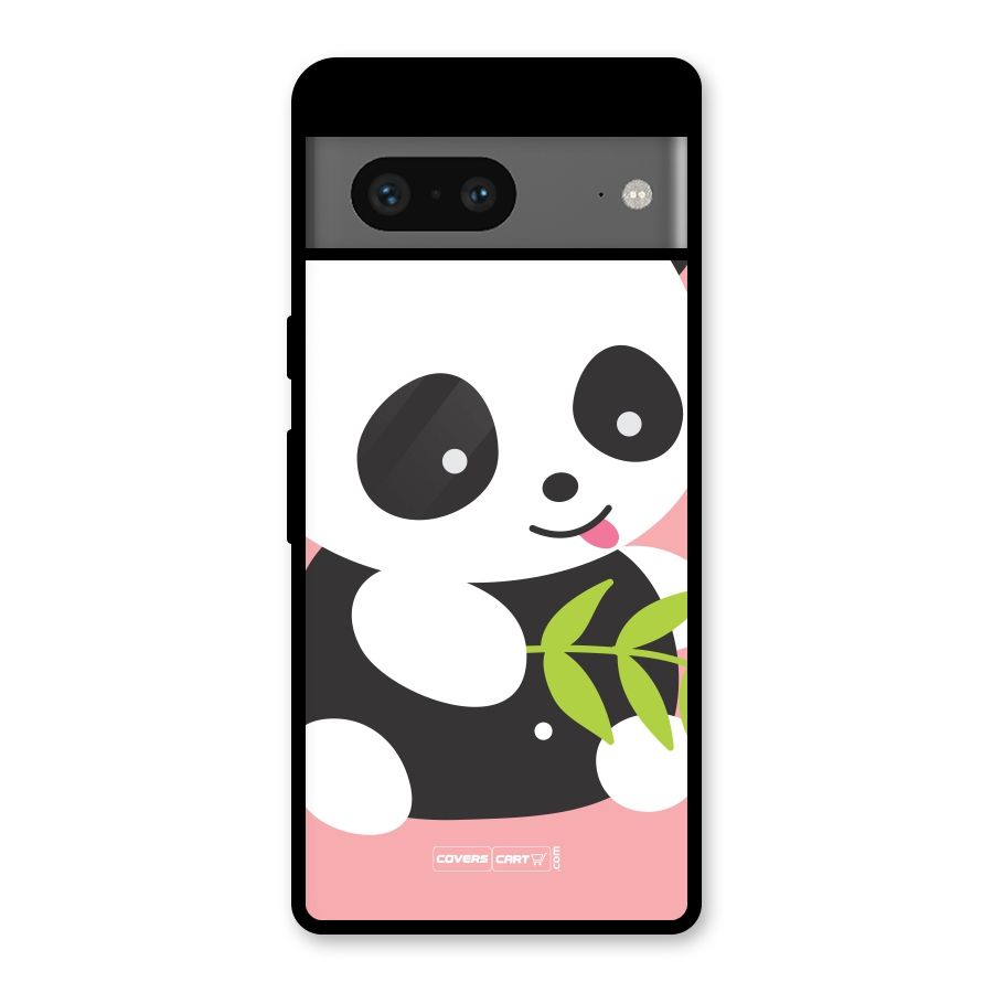 Cute Panda Pink Glass Back Case for Google Pixel 7