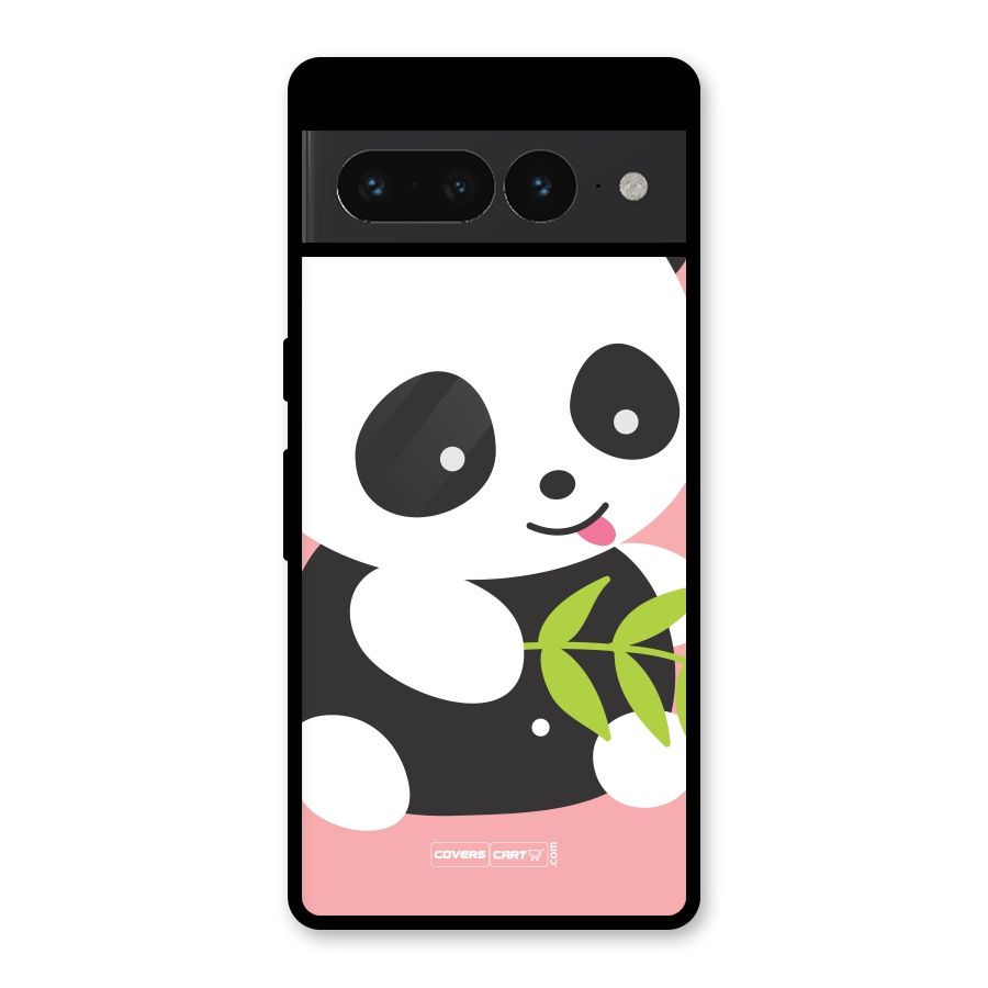 Cute Panda Pink Glass Back Case for Google Pixel 7 Pro