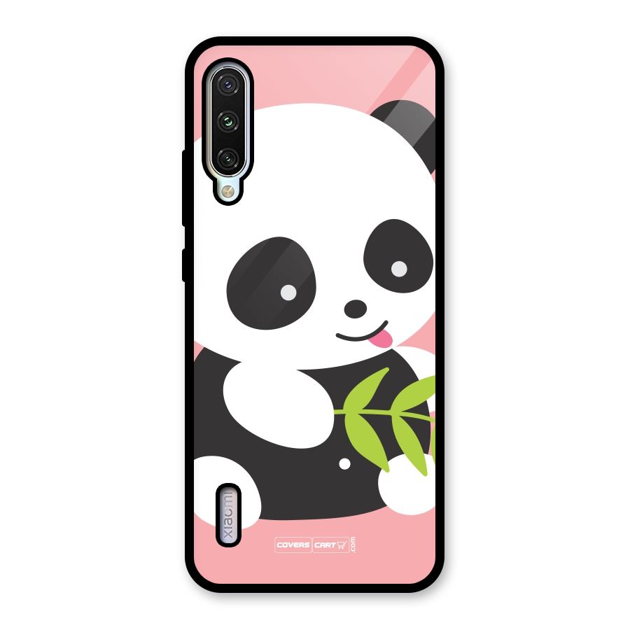 Cute Panda Pink Glass Back Case for Mi A3
