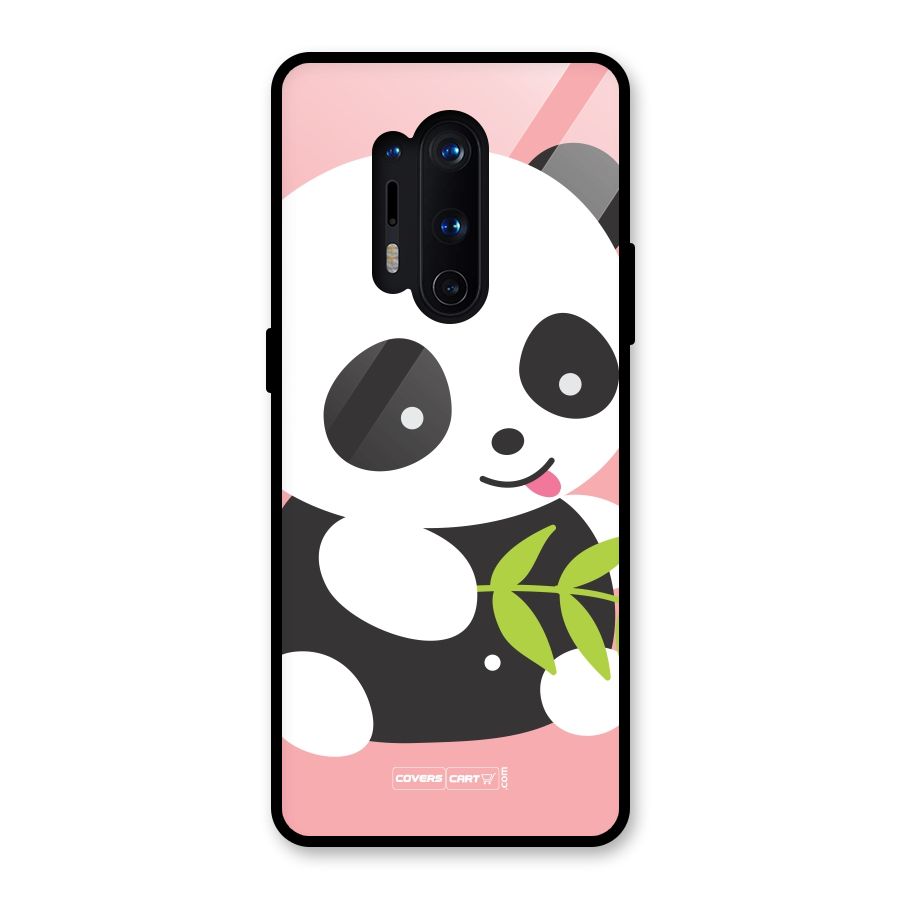 Cute Panda Pink Glass Back Case for OnePlus 8 Pro