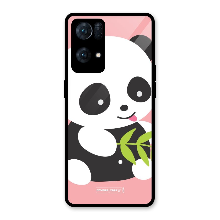 Cute Panda Pink Glass Back Case for Oppo Reno7 Pro 5G