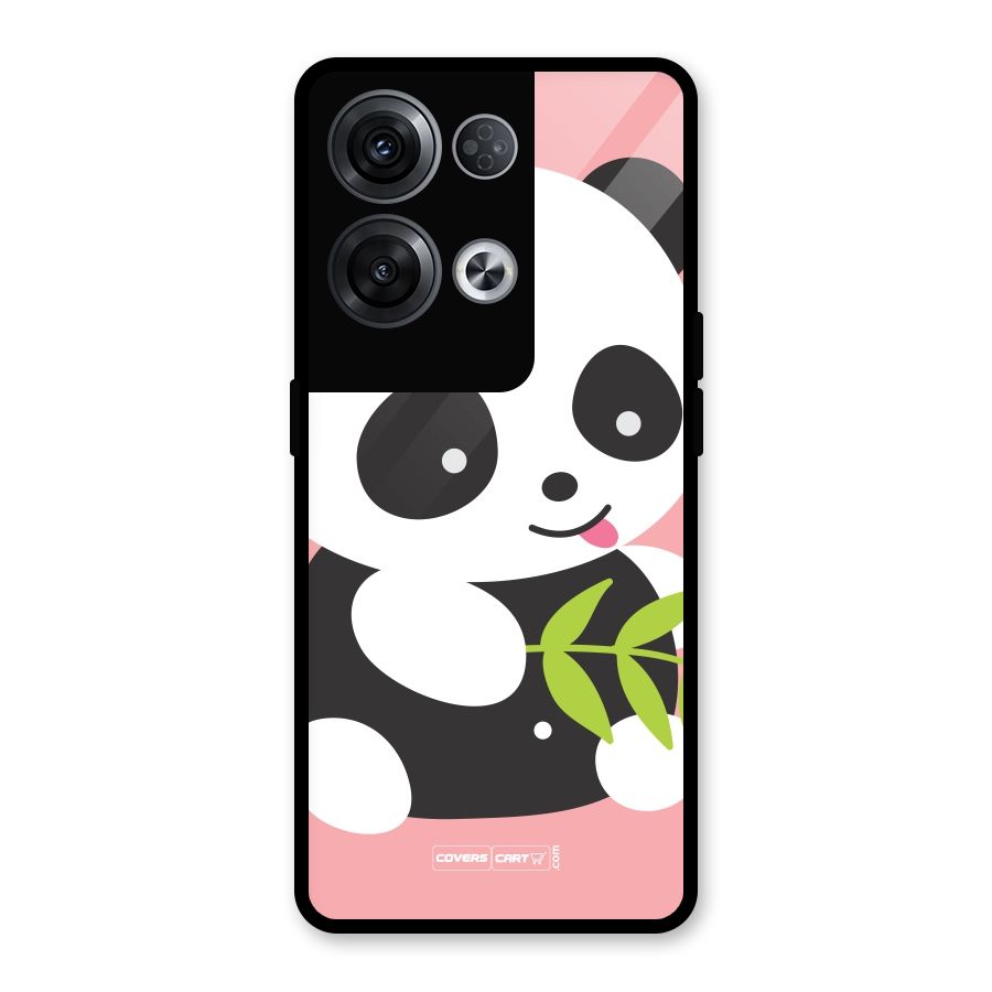Cute Panda Pink Glass Back Case for Oppo Reno8 Pro 5G