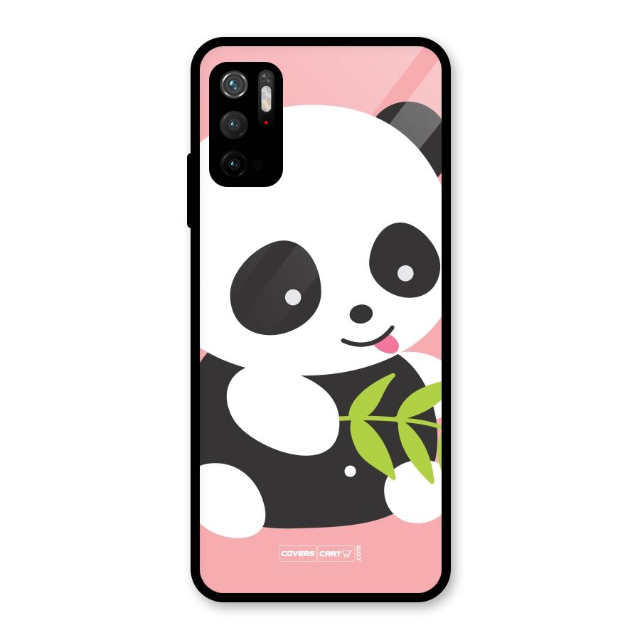 Cute Panda Pink Glass Back Case for Poco M3 Pro 5G