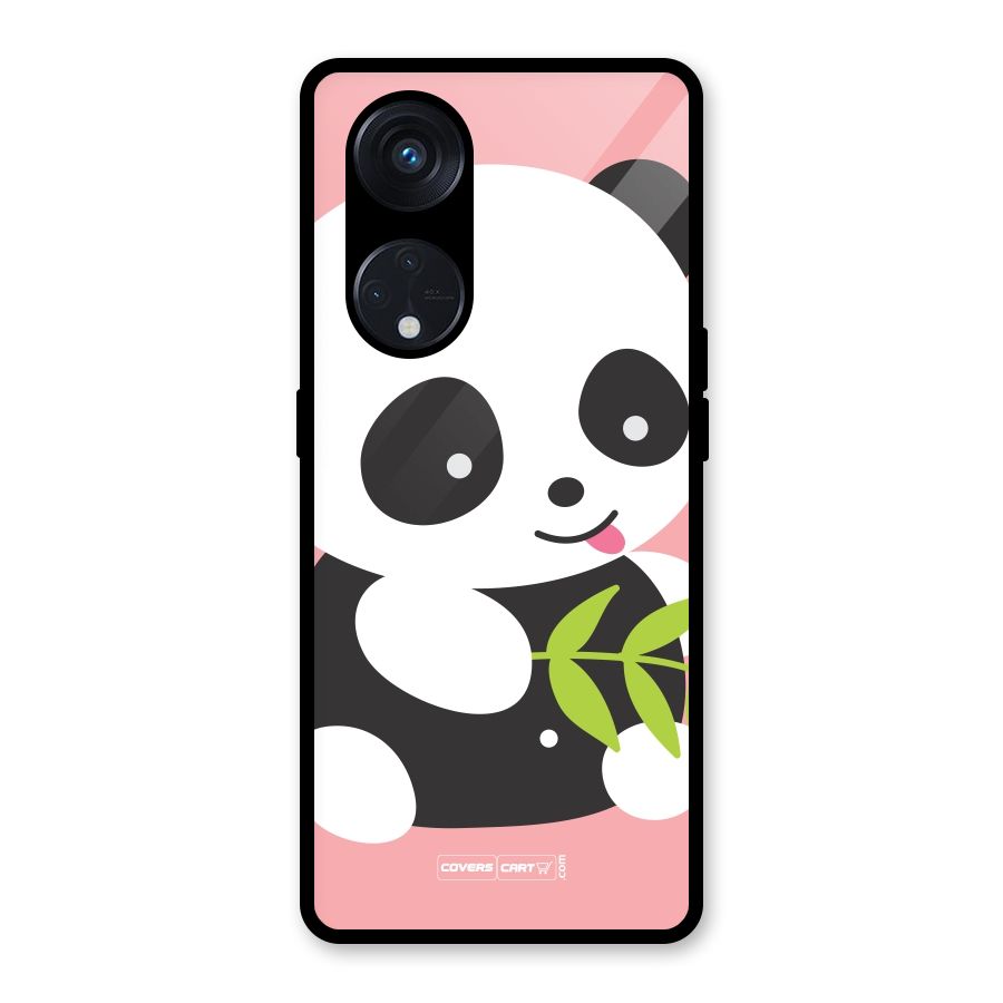 Cute Panda Pink Glass Back Case for Reno8 T 5G
