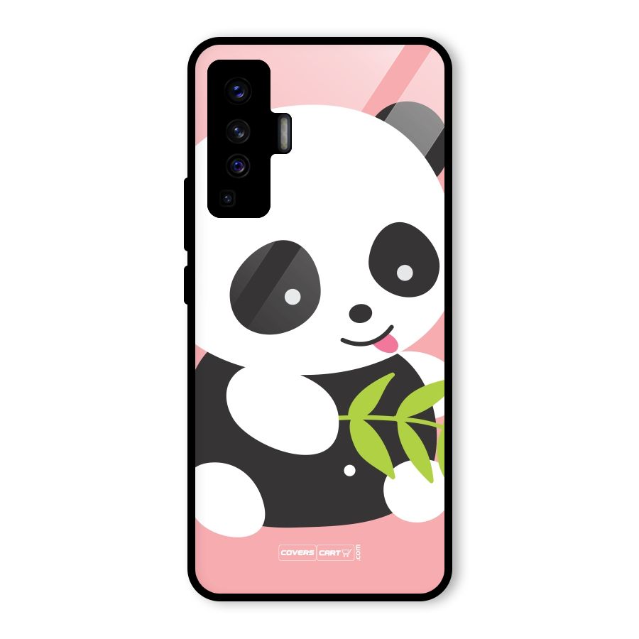 Cute Panda Pink Glass Back Case for Vivo X50