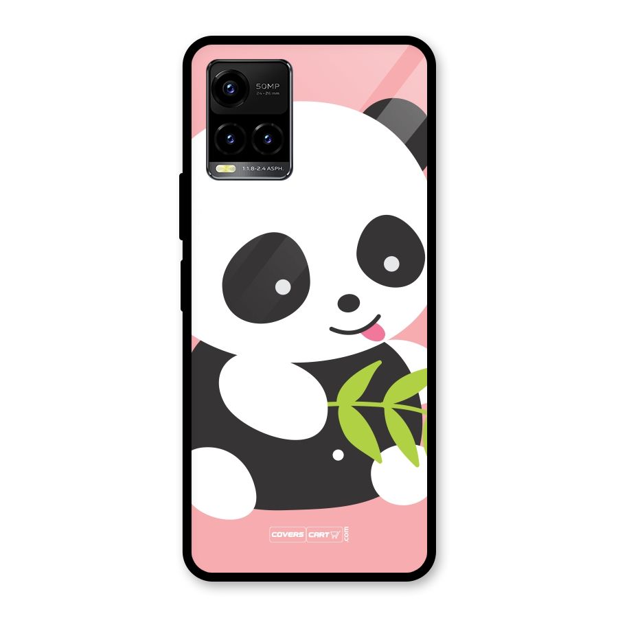 Cute Panda Pink Glass Back Case for Vivo Y21T