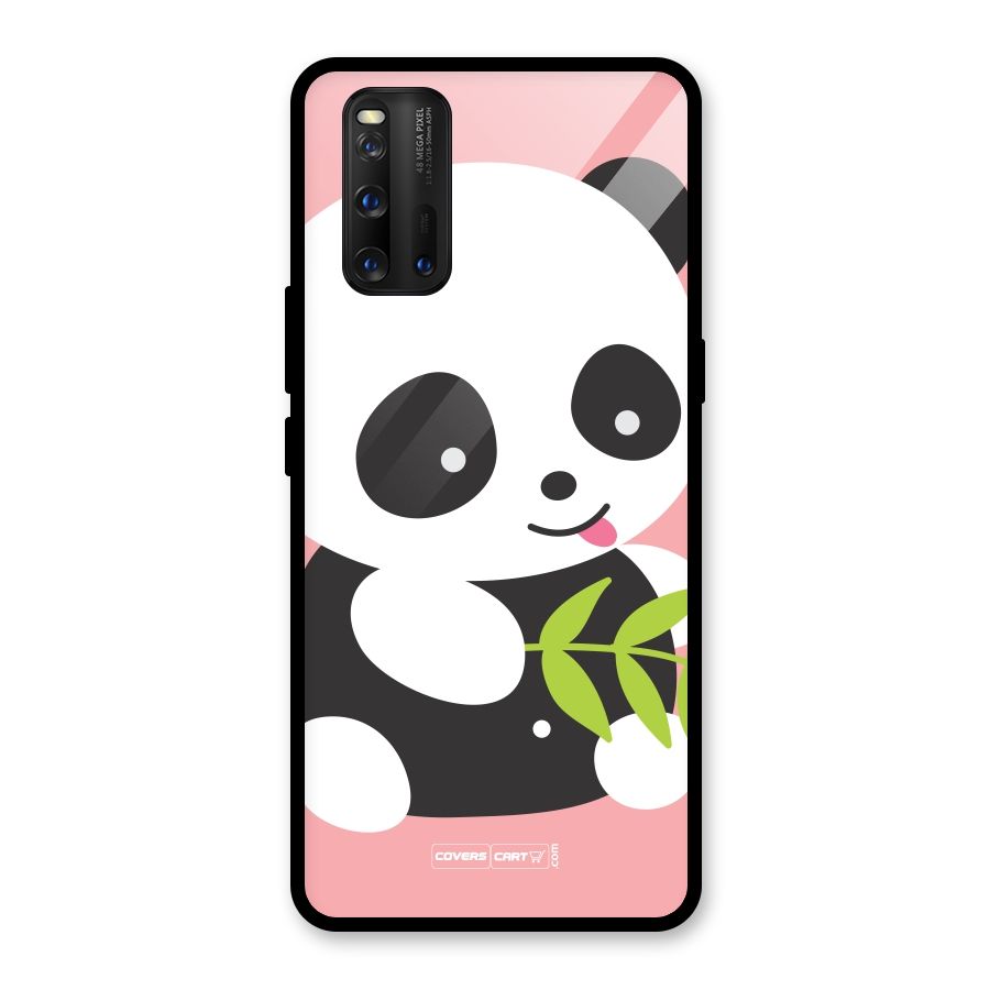 Cute Panda Pink Glass Back Case for Vivo iQOO 3
