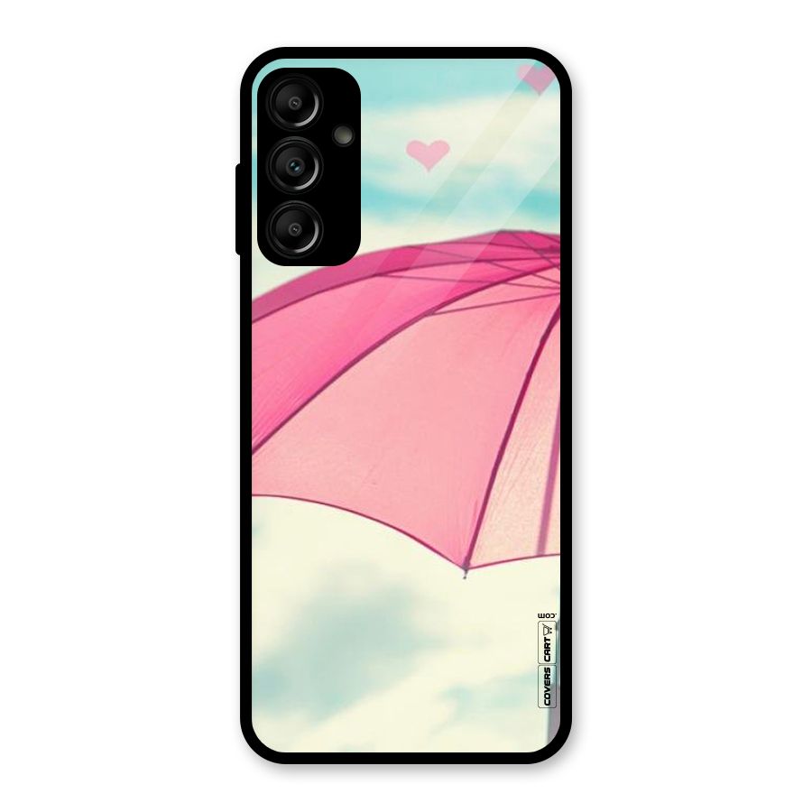Cute Pink Umbrella Glass Back Case for Galaxy A14 5G