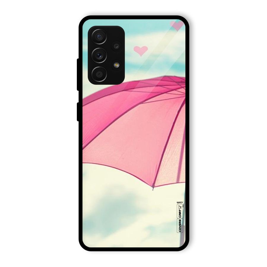 Cute Pink Umbrella Glass Back Case for Galaxy A53 5G