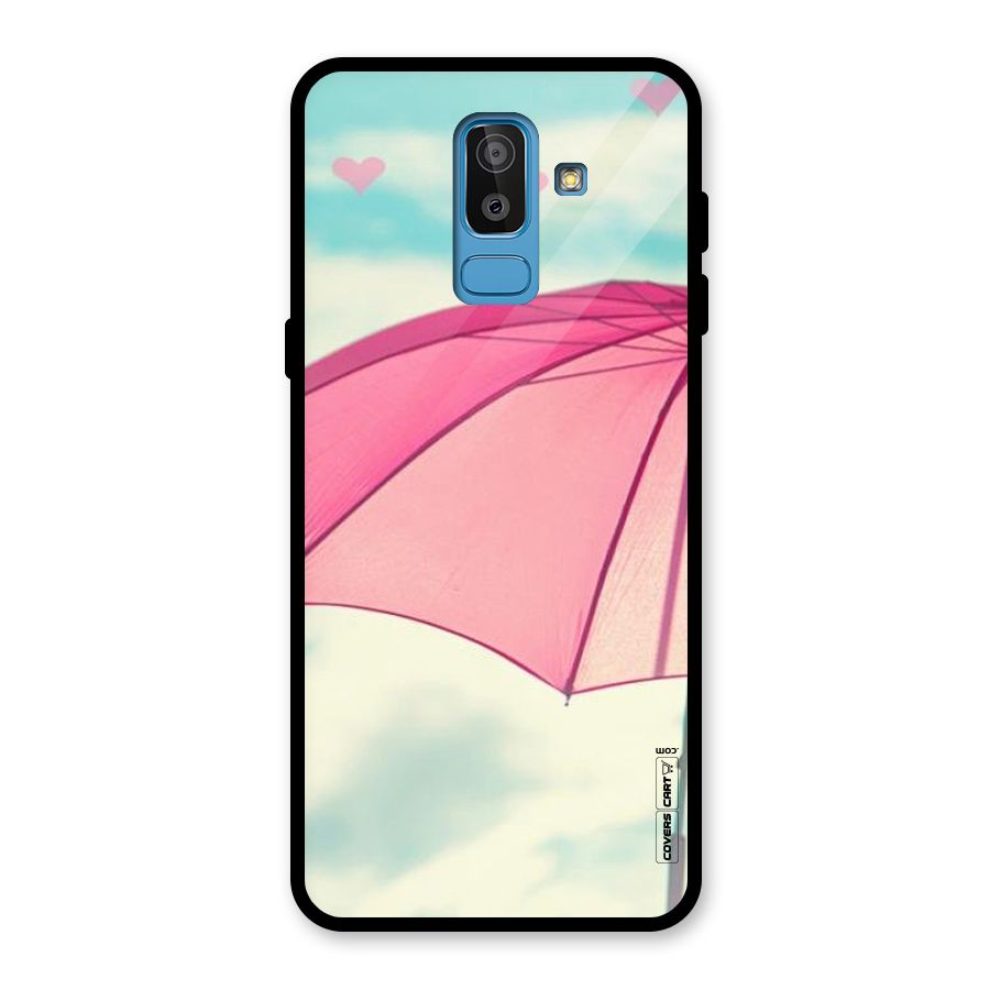 Cute Pink Umbrella Glass Back Case for Galaxy J8