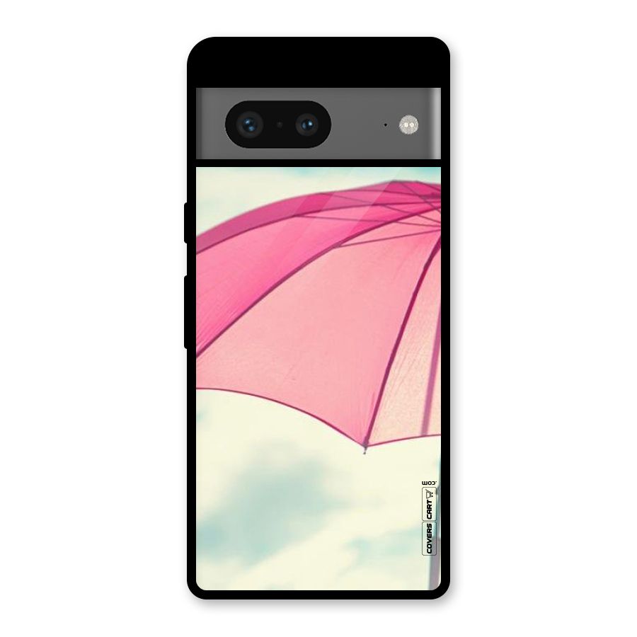 Cute Pink Umbrella Glass Back Case for Google Pixel 7