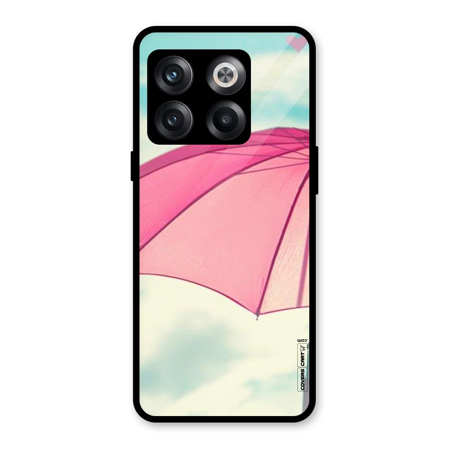 Cute Pink Umbrella Glass Back Case for OnePlus 10T