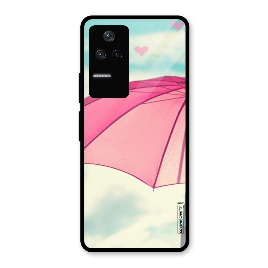 Cute Pink Umbrella Glass Back Case for Poco F4 5G