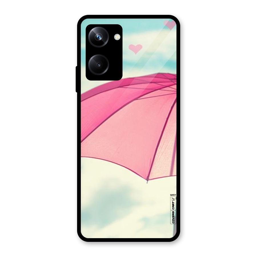 Cute Pink Umbrella Glass Back Case for Realme 10 Pro
