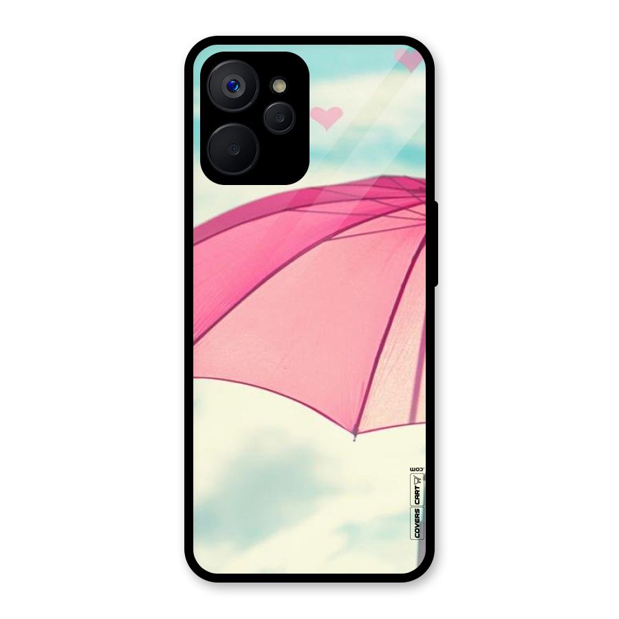 Cute Pink Umbrella Glass Back Case for Realme 9i 5G