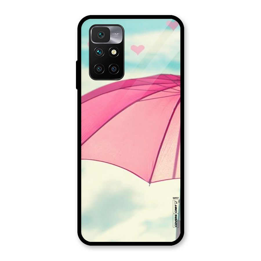 Cute Pink Umbrella Glass Back Case for Redmi 10 Prime