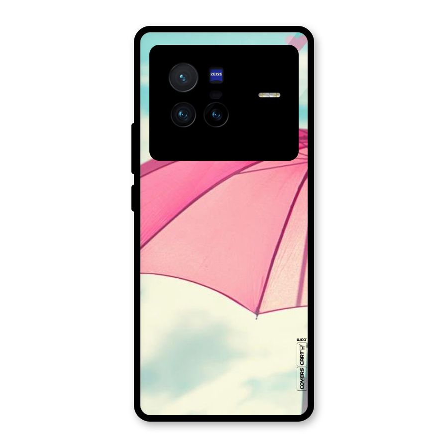 Cute Pink Umbrella Glass Back Case for Vivo X80