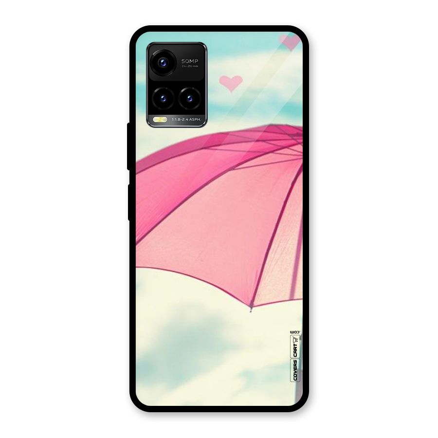 Cute Pink Umbrella Glass Back Case for Vivo Y21T