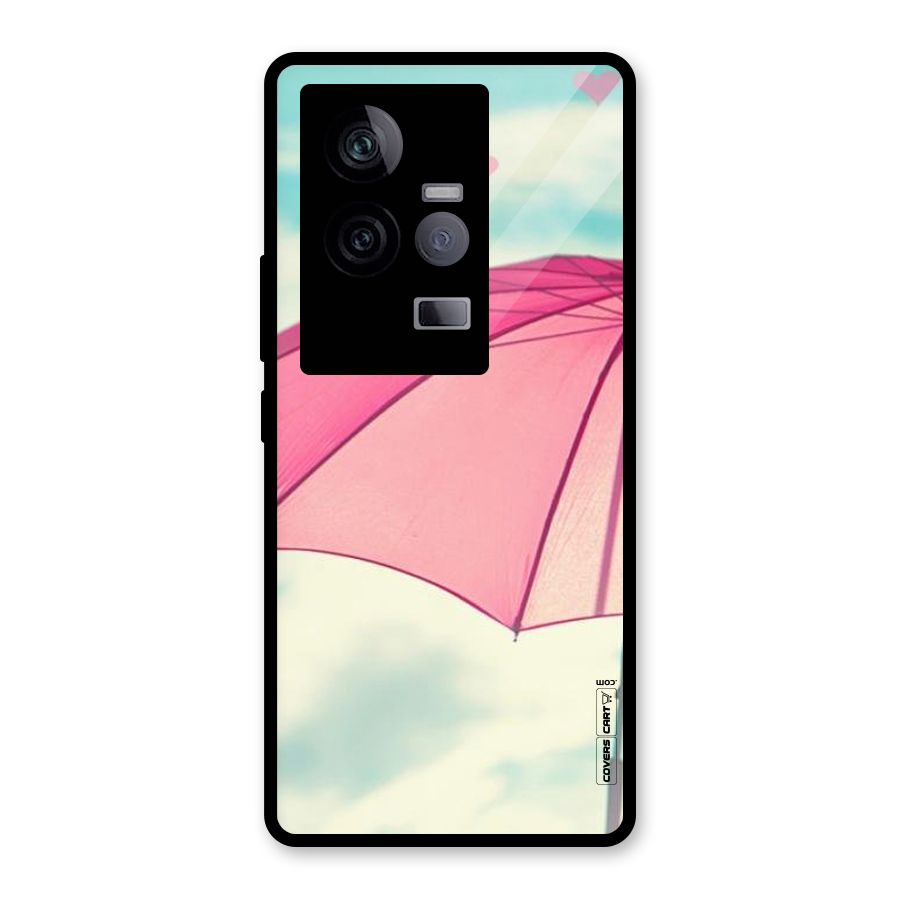 Cute Pink Umbrella Glass Back Case for Vivo iQOO 11 5G