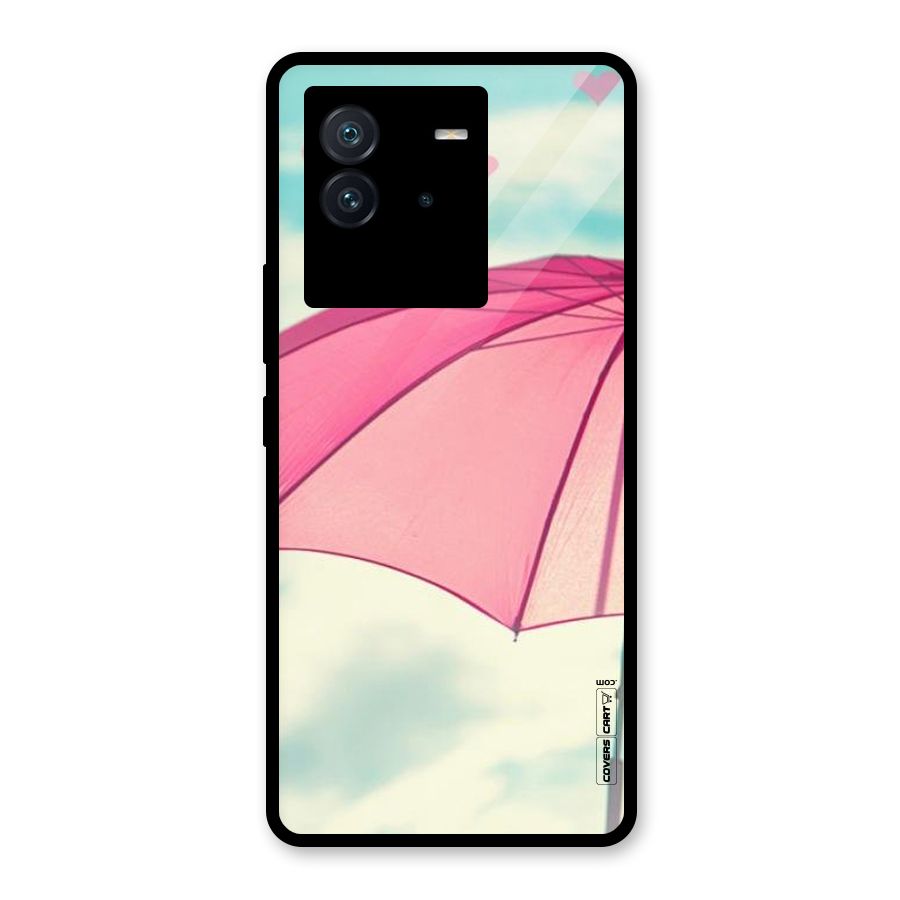 Cute Pink Umbrella Glass Back Case for Vivo iQOO Neo 6 5G