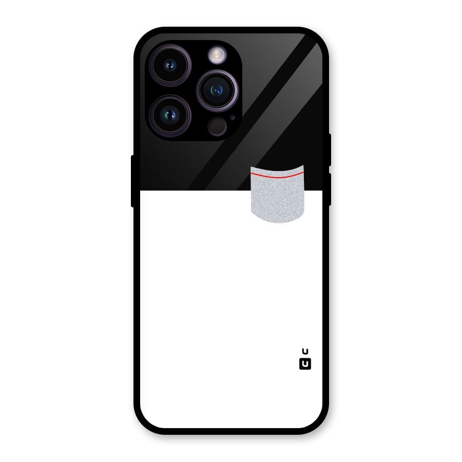 Cute Pocket Simple Glass Back Case for iPhone 14 Pro Max