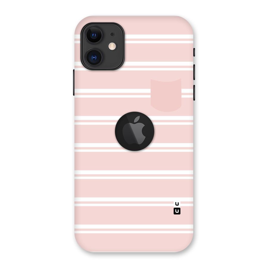 Cute Pocket Striped Back Case for iPhone 11 Logo Cut