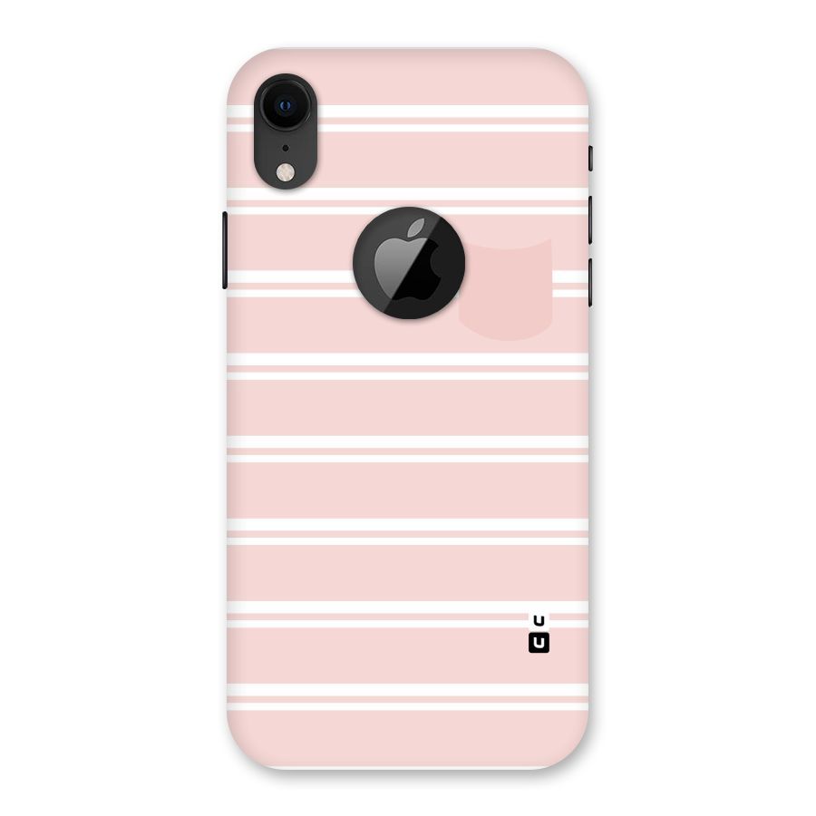 Cute Pocket Striped Back Case for iPhone XR Logo Cut