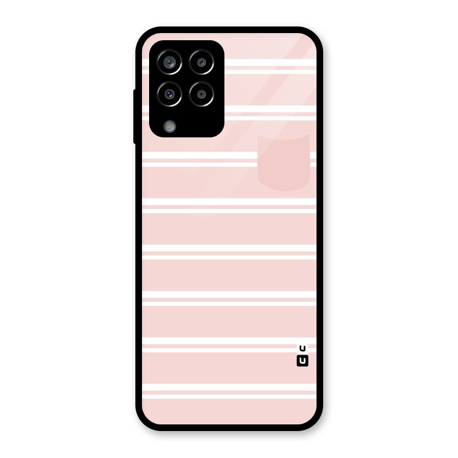 Cute Pocket Striped Glass Back Case for Galaxy M33