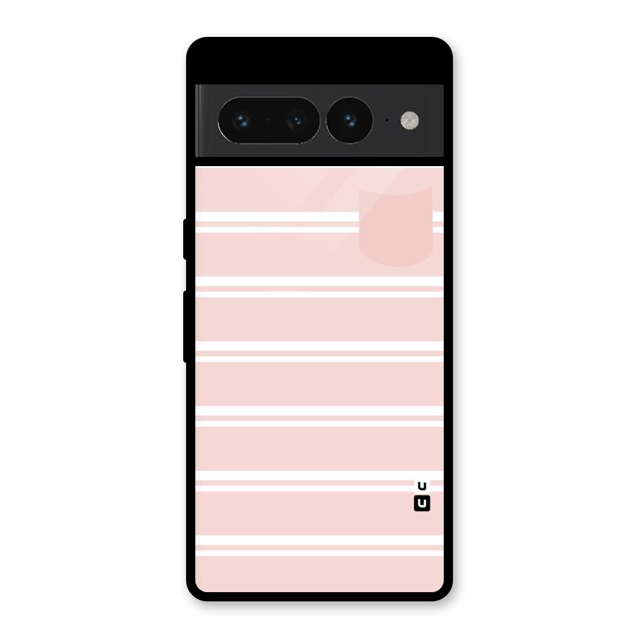 Cute Pocket Striped Glass Back Case for Google Pixel 7 Pro