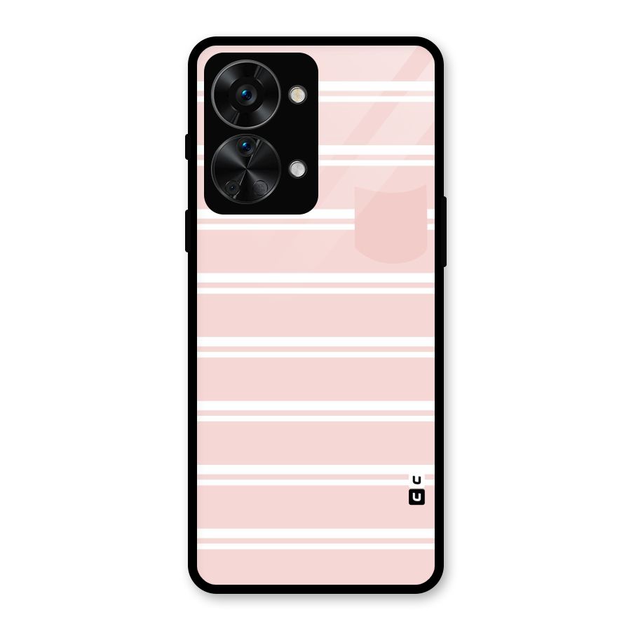 Cute Pocket Striped Glass Back Case for OnePlus Nord 2T