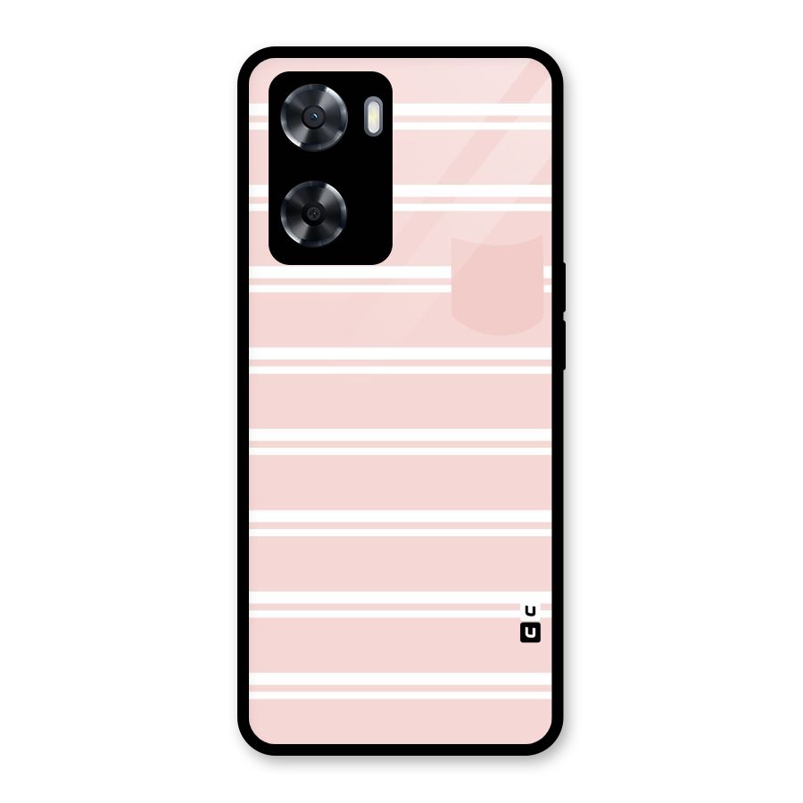 Cute Pocket Striped Glass Back Case for Oppo A57 2022
