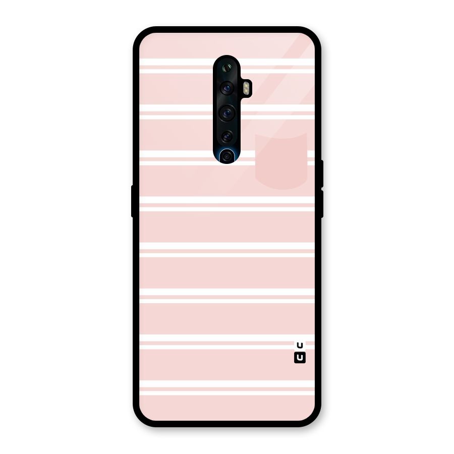 Cute Pocket Striped Glass Back Case for Oppo Reno2 F