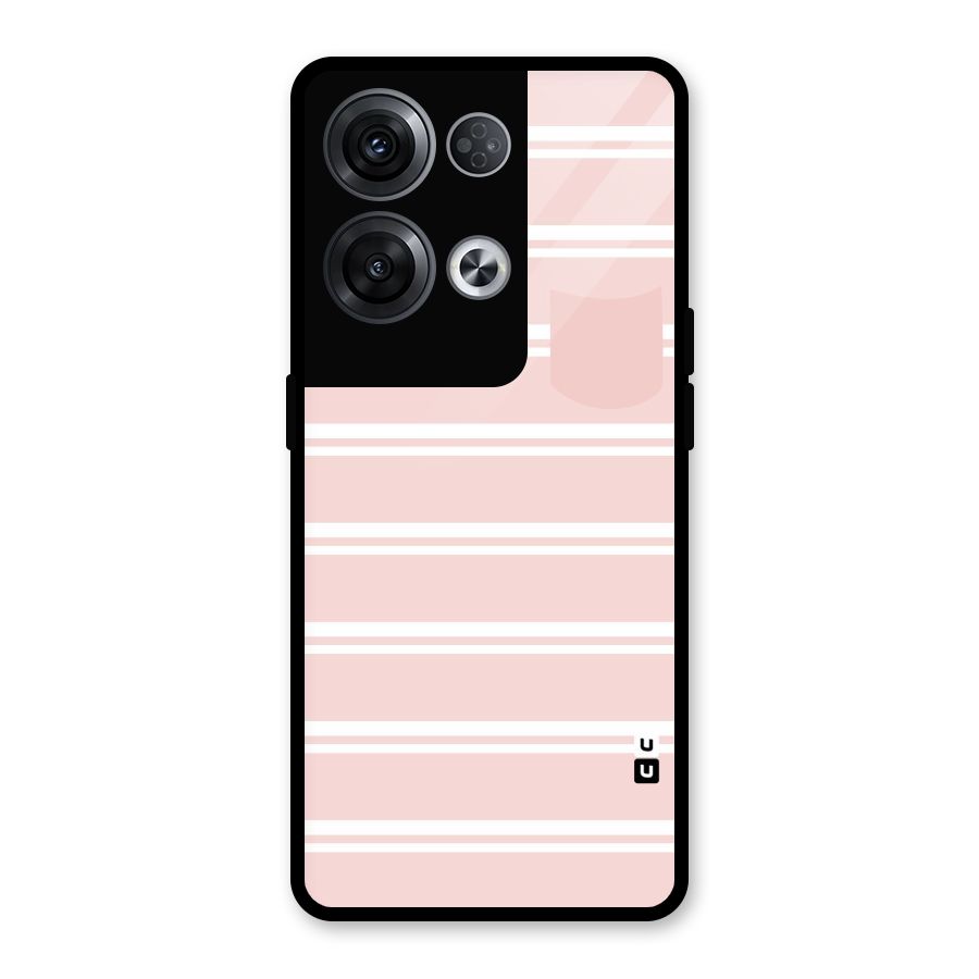 Cute Pocket Striped Glass Back Case for Oppo Reno8 Pro 5G