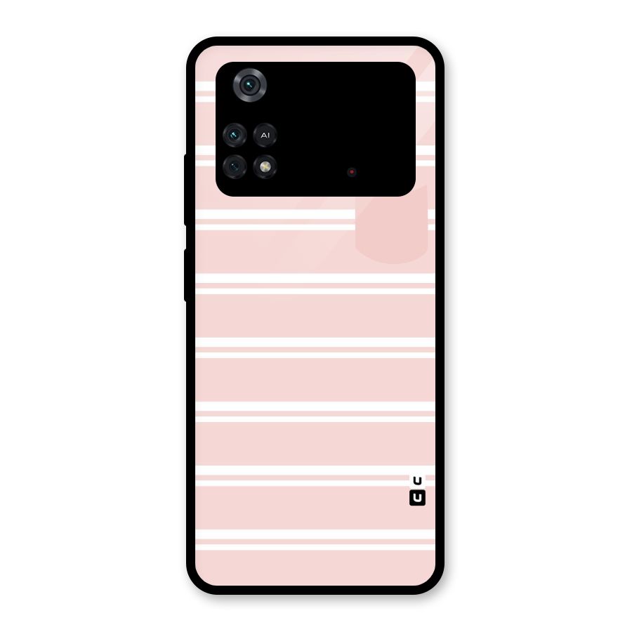 Cute Pocket Striped Glass Back Case for Poco M4 Pro 4G