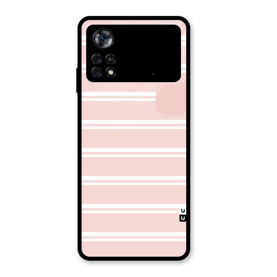 Cute Pocket Striped Glass Back Case for Poco X4 Pro 5G