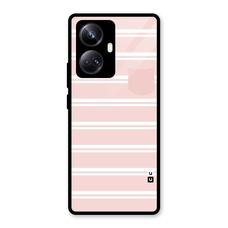 Cute Pocket Striped Glass Back Case for Realme 10 Pro Plus