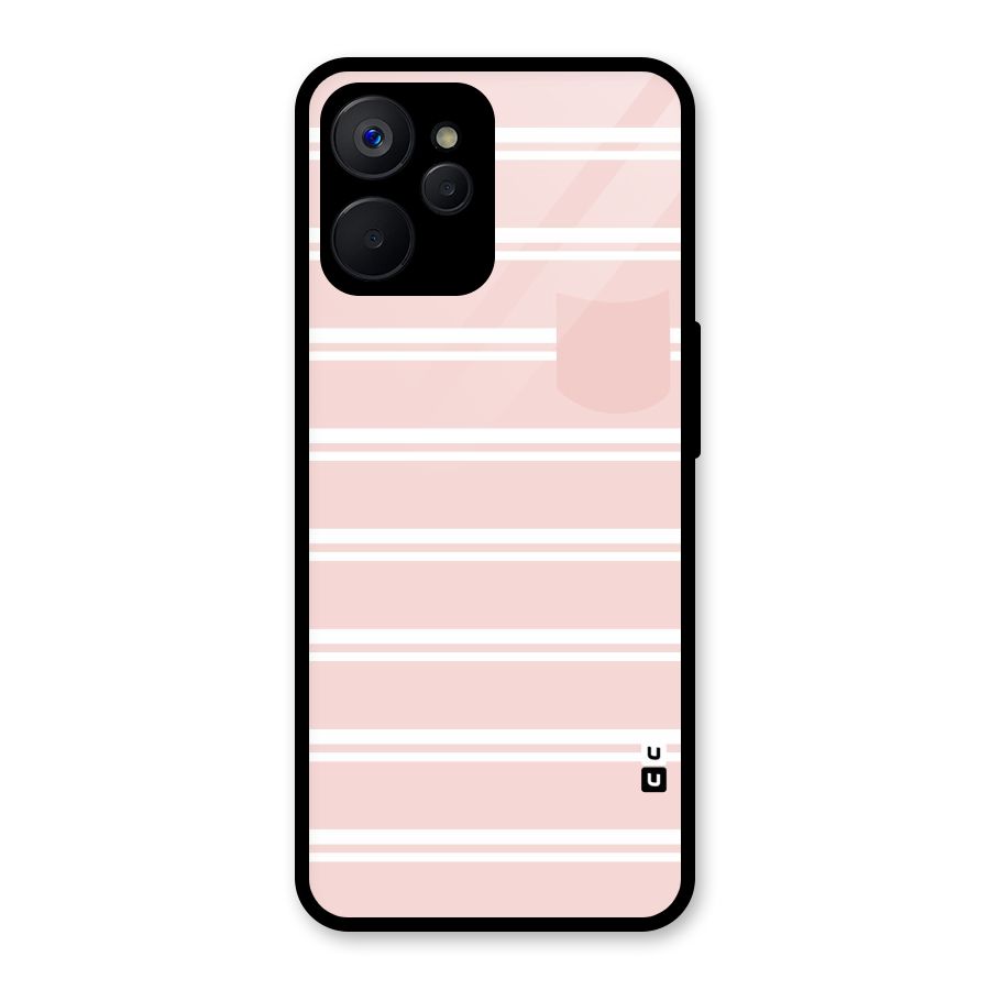 Cute Pocket Striped Glass Back Case for Realme 9i 5G