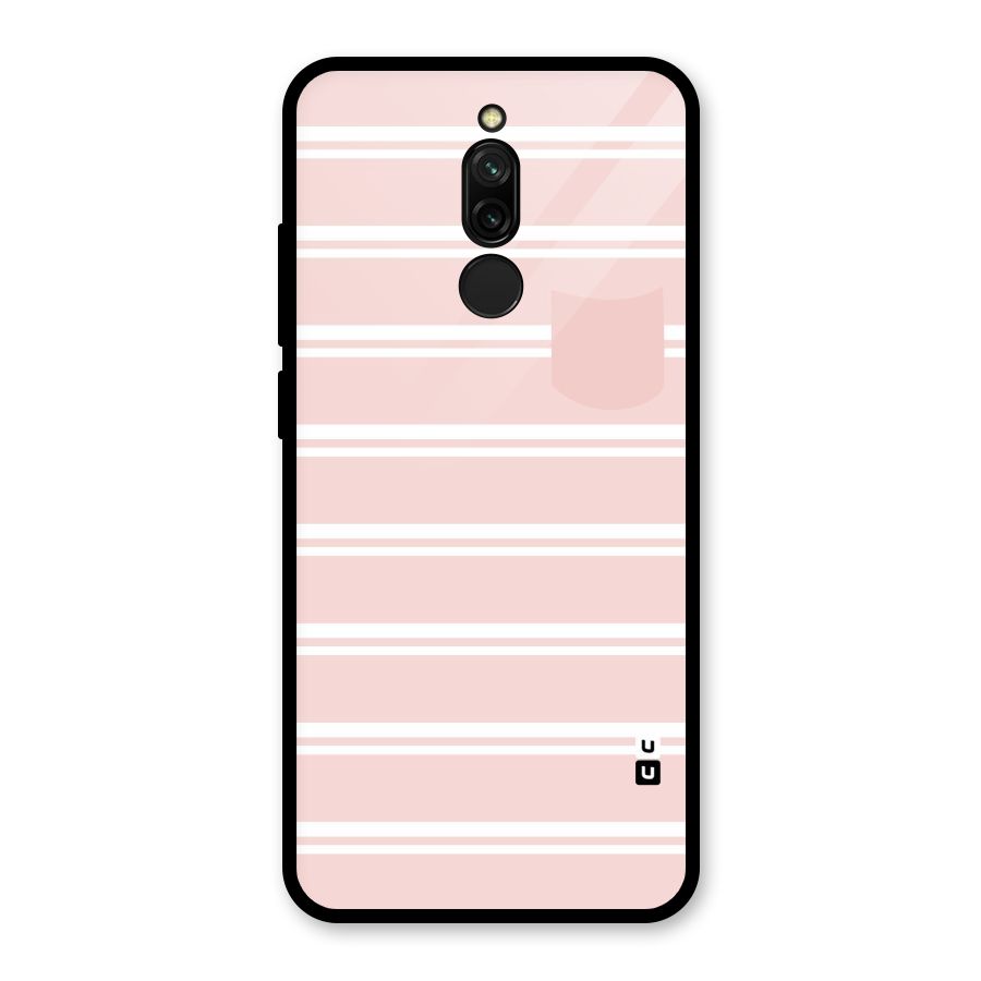 Cute Pocket Striped Glass Back Case for Redmi 8