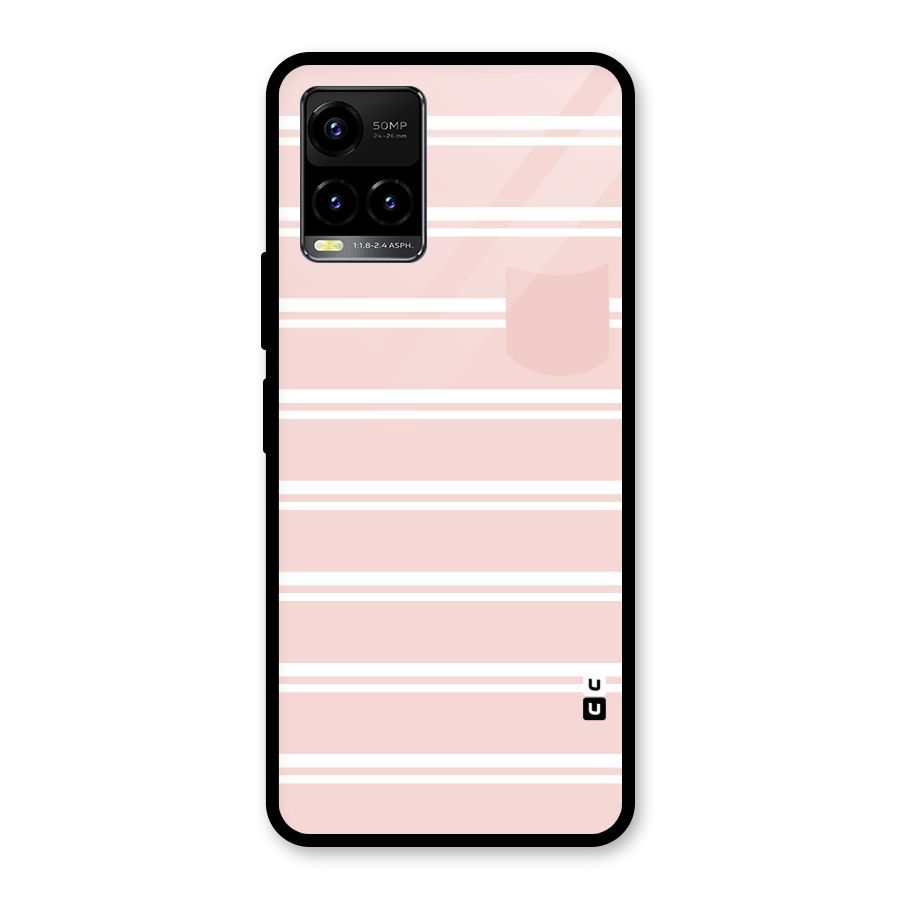 Cute Pocket Striped Glass Back Case for Vivo Y21A