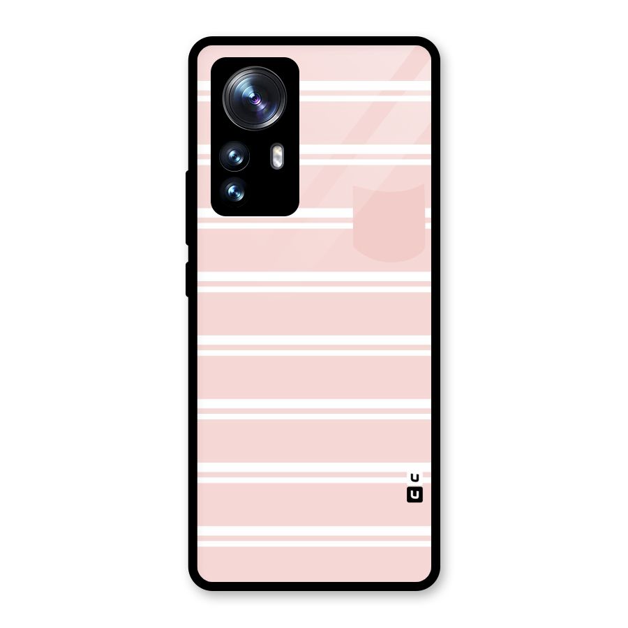 Cute Pocket Striped Glass Back Case for Xiaomi 12 Pro
