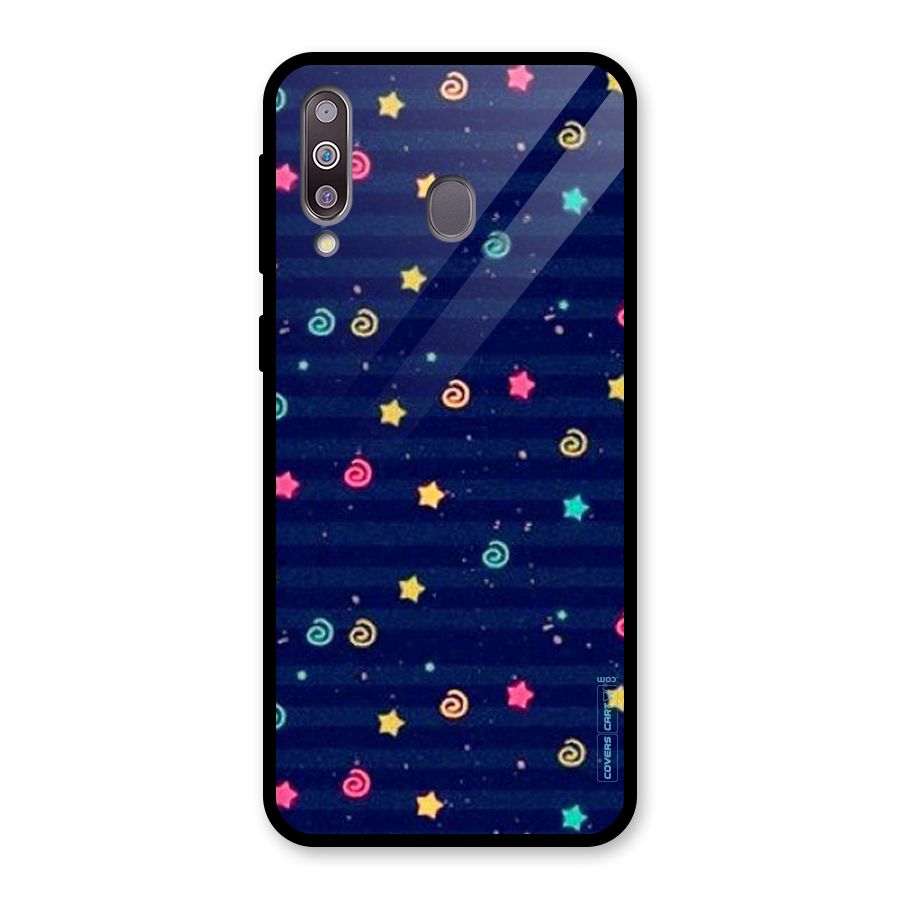 Cute Stars Design Glass Back Case for Galaxy M30