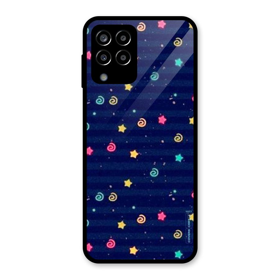 Cute Stars Design Glass Back Case for Galaxy M33