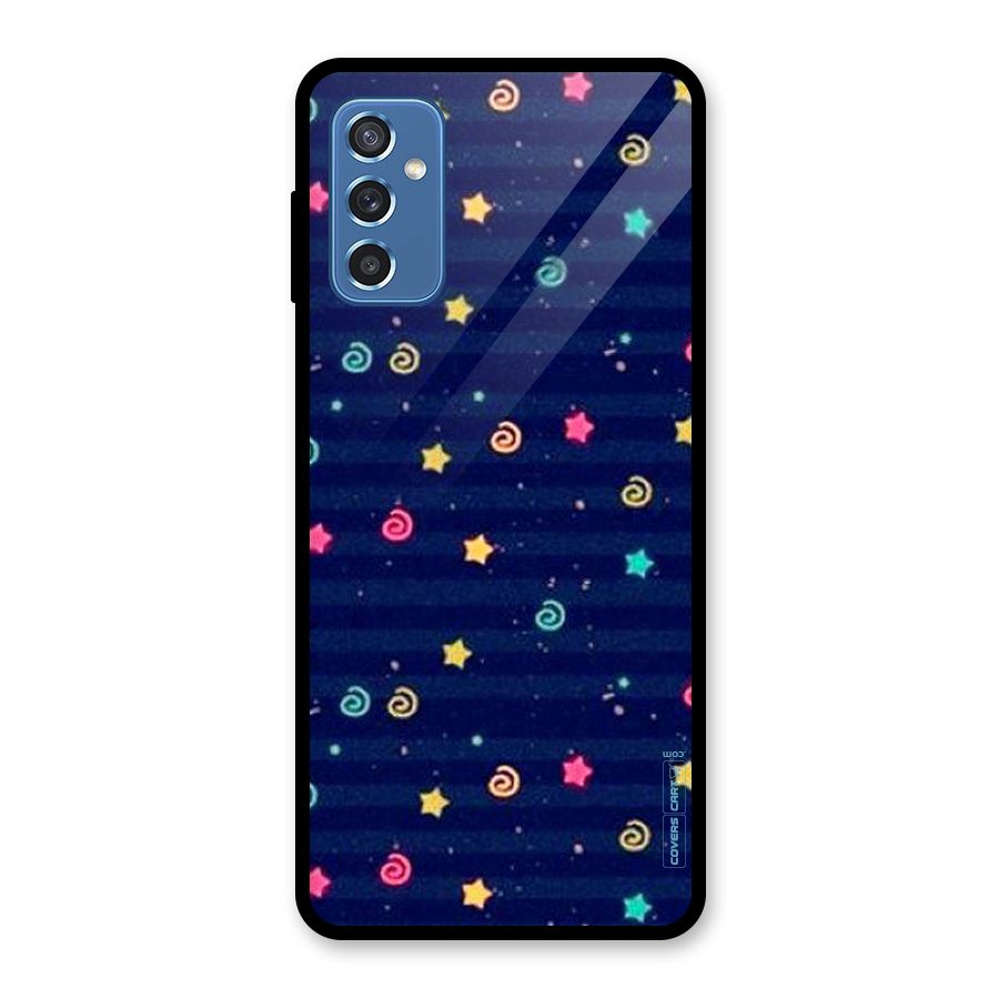 Cute Stars Design Glass Back Case for Galaxy M52 5G