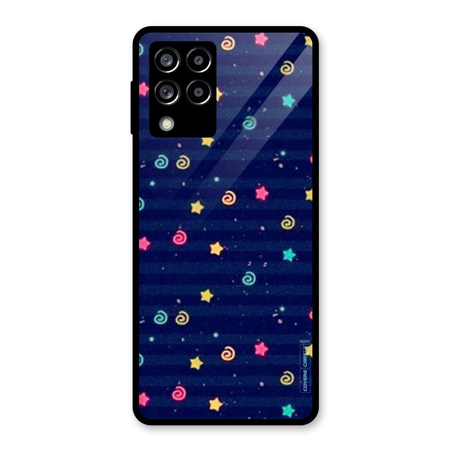 Cute Stars Design Glass Back Case for Galaxy M53 5G