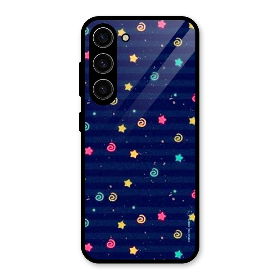 Cute Stars Design Glass Back Case for Galaxy S23