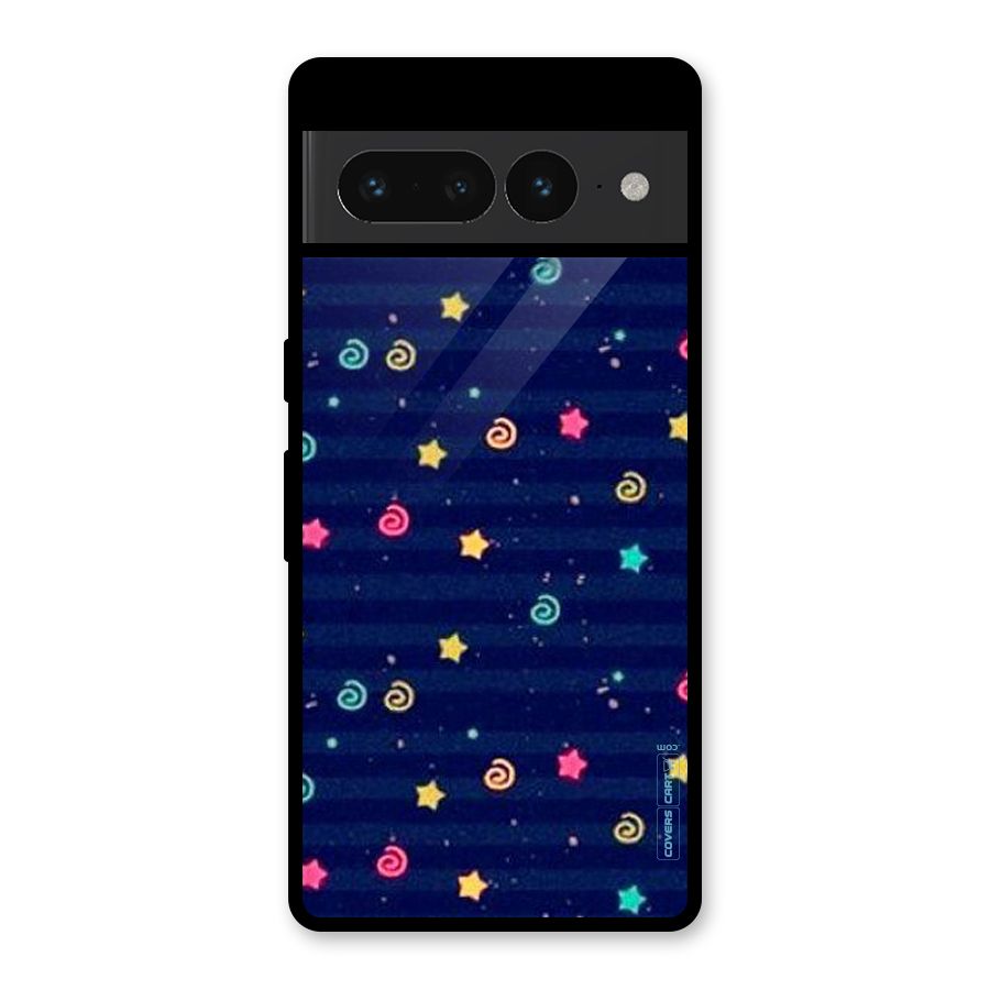 Cute Stars Design Glass Back Case for Google Pixel 7 Pro