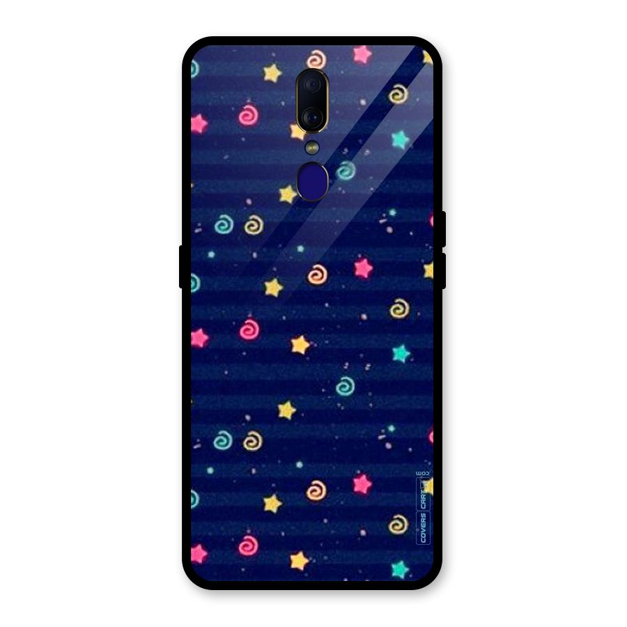 Cute Stars Design Glass Back Case for Oppo F11