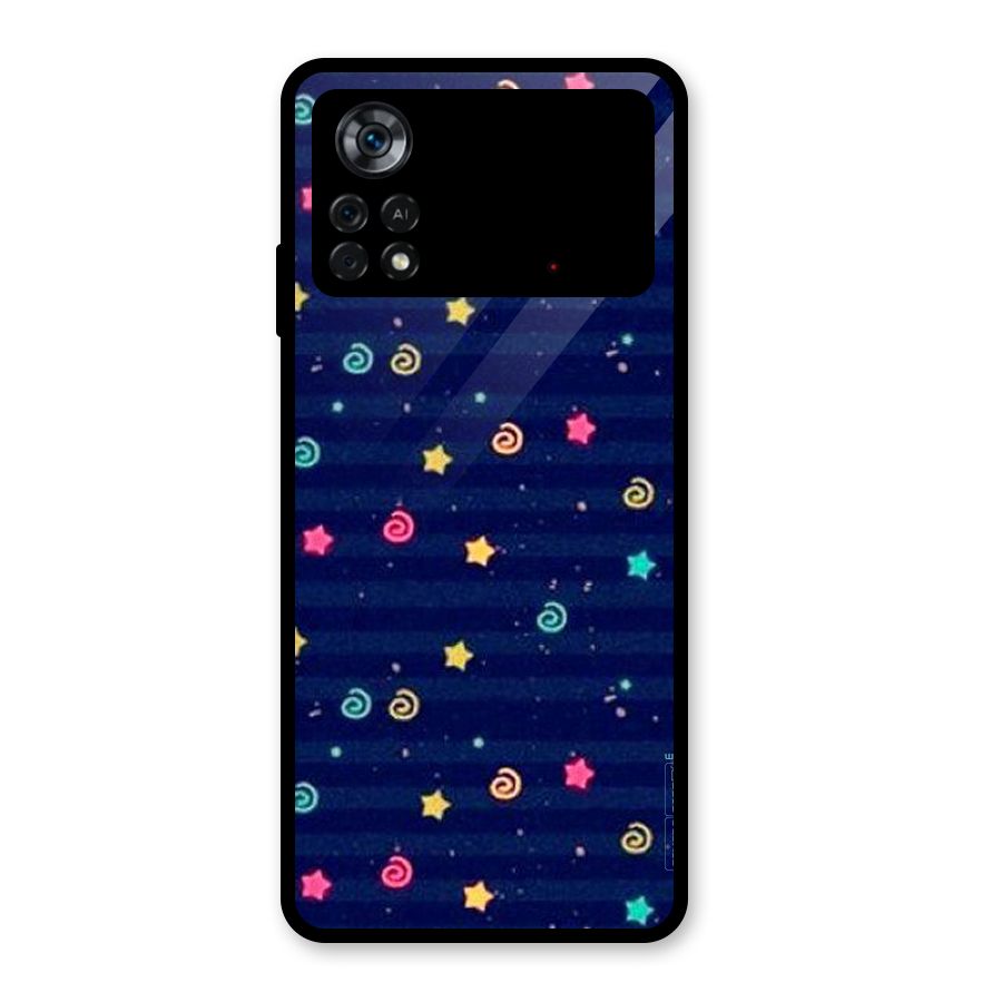 Cute Stars Design Glass Back Case for Poco X4 Pro 5G