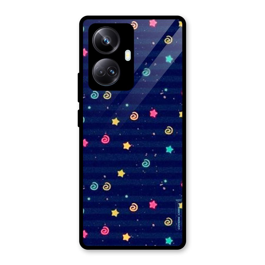 Cute Stars Design Glass Back Case for Realme 10 Pro Plus
